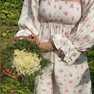 Sleeper 100% linen timeless romantic dress.